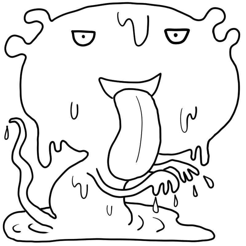 スライムのようなモンスターのかわいいぬり絵