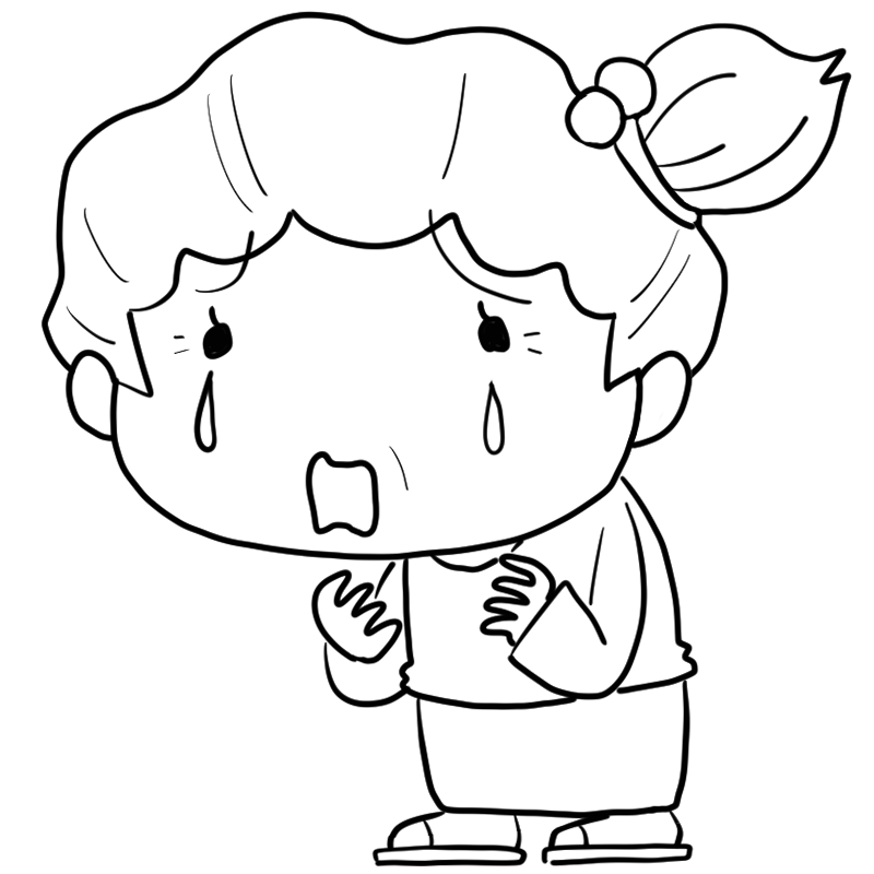 泣くおばあちゃんのかわいいぬり絵