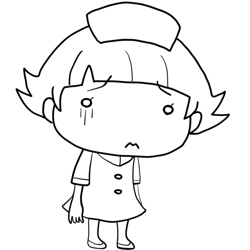 落ち込む看護師のかわいいぬり絵