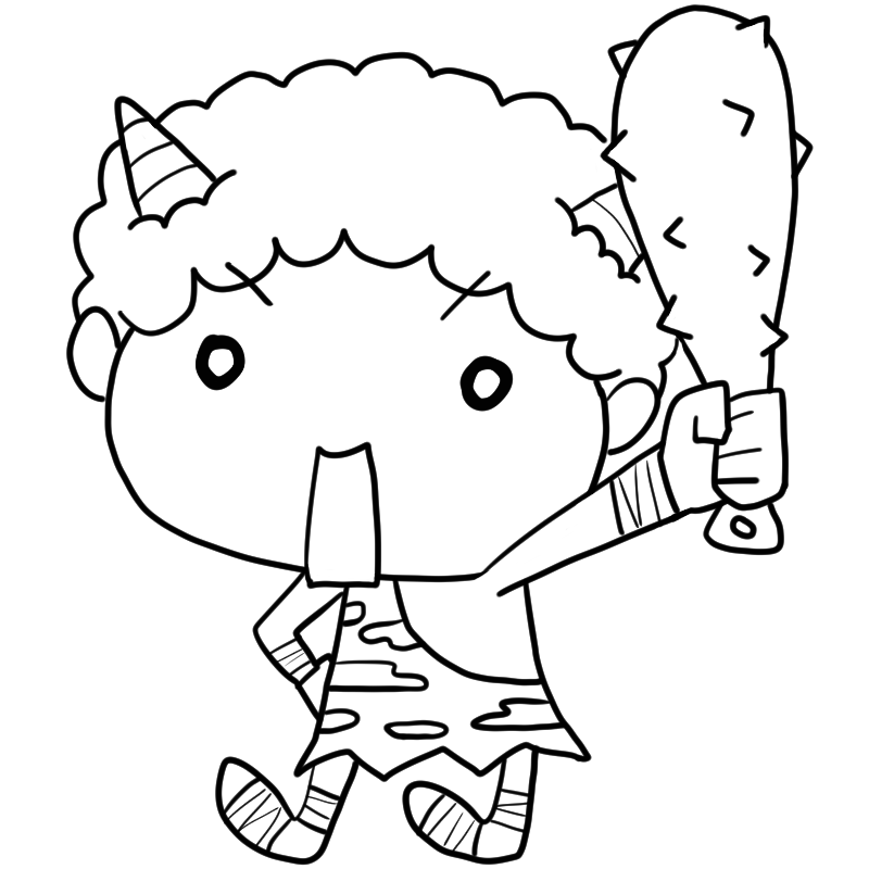 奮起する赤鬼のかわいいぬり絵