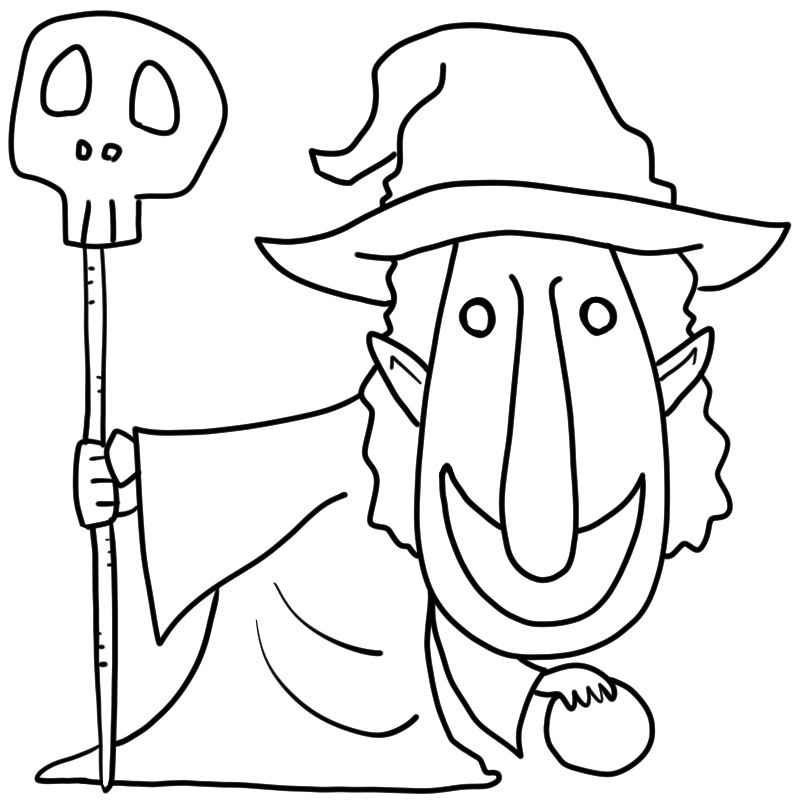不敵な笑みの魔法使いのかわいいぬり絵