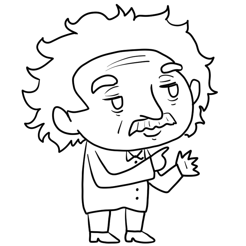 理論を語るアインシュタインのかわいいぬり絵