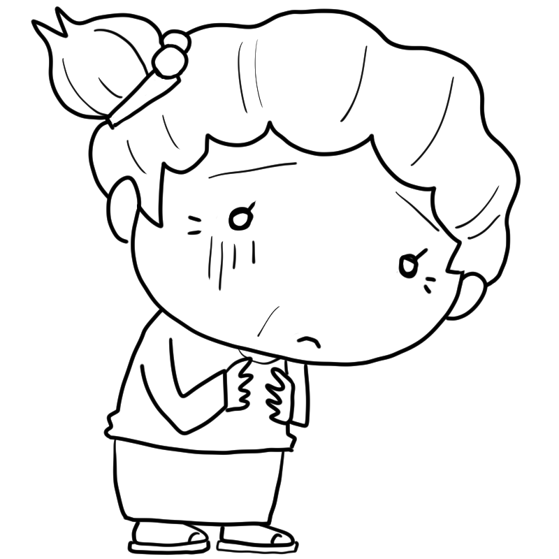 落ち込むおばあちゃんのかわいいぬり絵