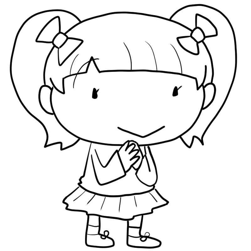 微笑む女の子のかわいいぬり絵