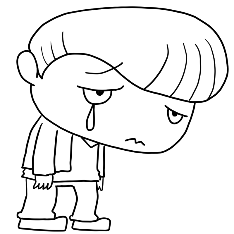 泣くヤンキーのかわいいぬり絵