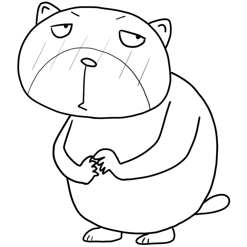 照れる大きな熊のかわいいぬり絵