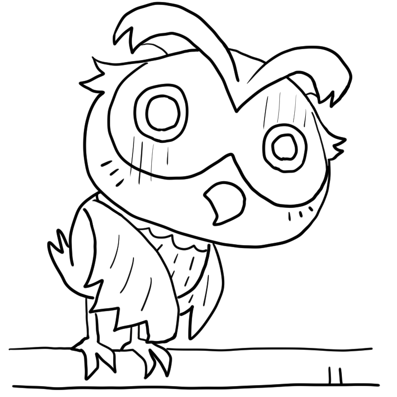 落ち込むフクロウのかわいいぬり絵