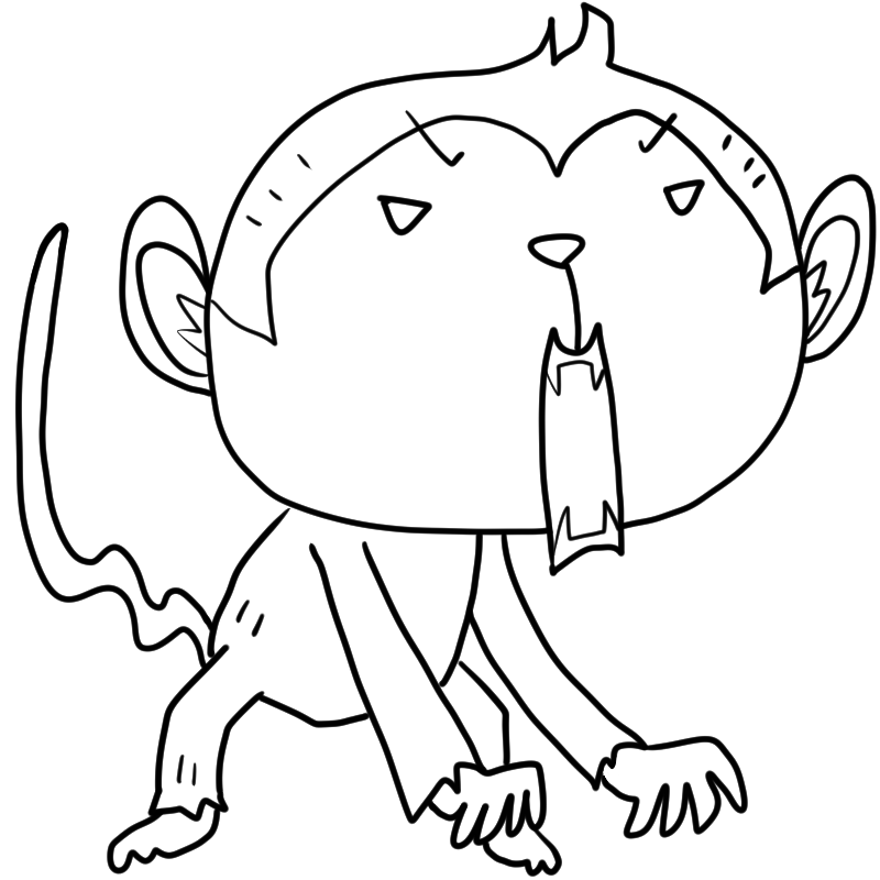 威嚇する猿のかわいいぬり絵