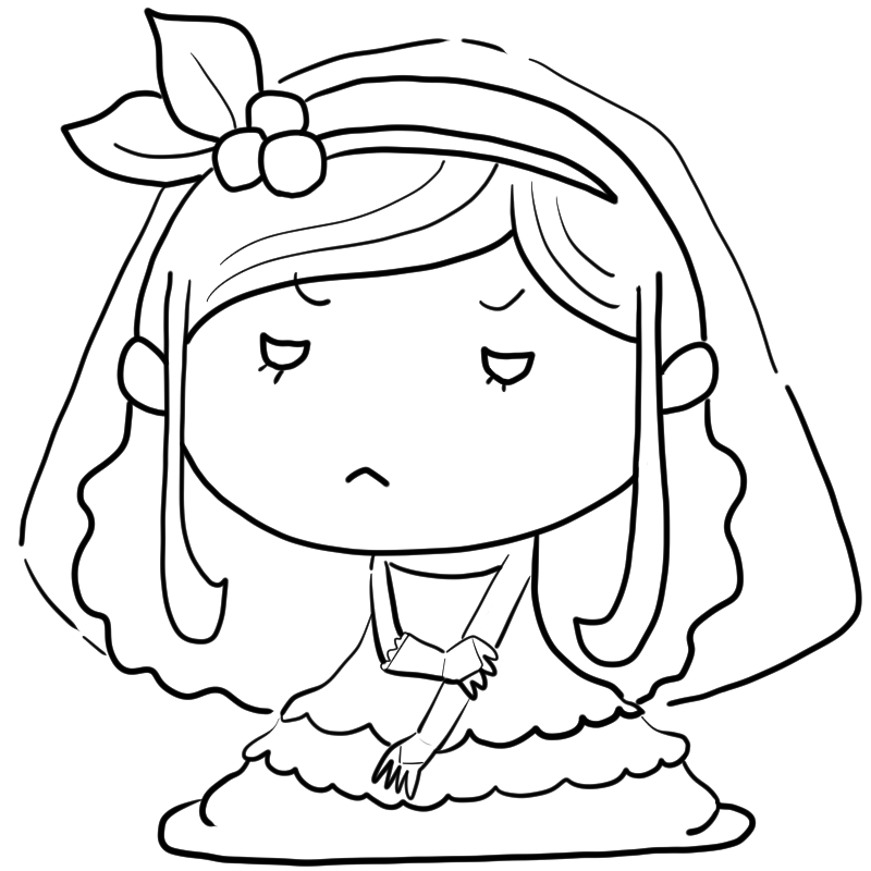 怒る新婦のかわいいぬり絵