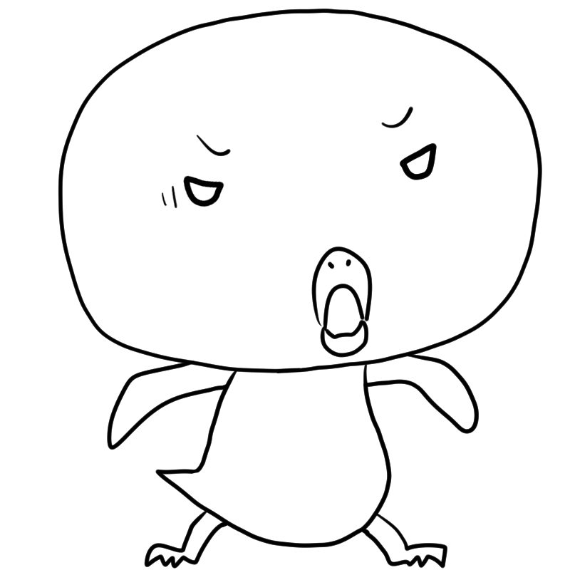 怒るペンギンのかわいいぬり絵