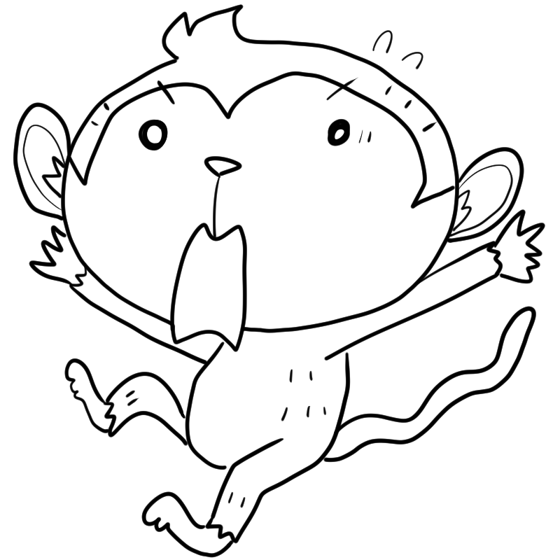 驚く猿のかわいいぬり絵
