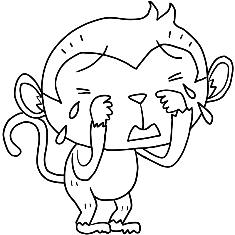 泣く猿のかわいいぬり絵