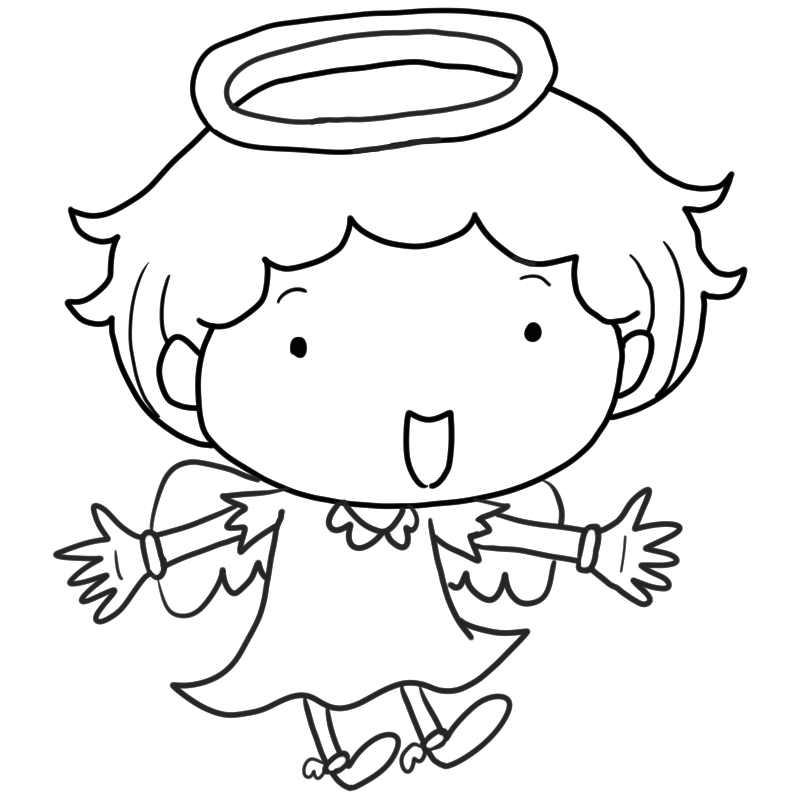 笑顔の天使のかわいいぬり絵