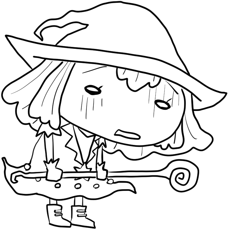 落ち込む魔法少女のかわいいぬり絵