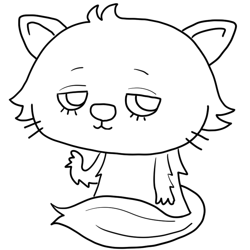 片手をあげるペルシャ猫のかわいいぬり絵