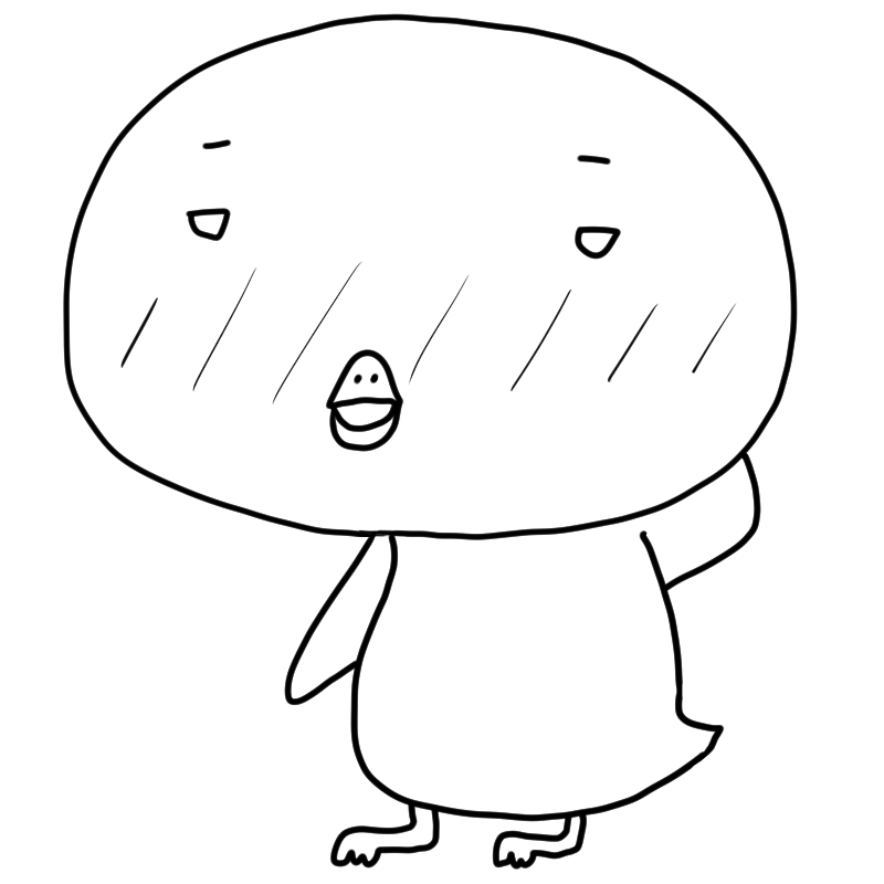 照れるペンギンのかわいいぬり絵