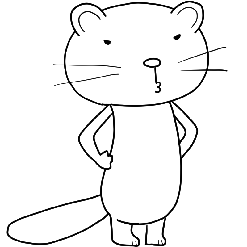 怒るイタチのかわいいぬり絵