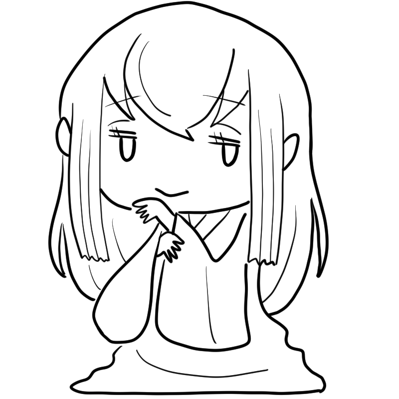 微笑む雪女のかわいいぬり絵