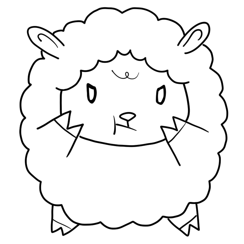 怒る羊のかわいいぬり絵