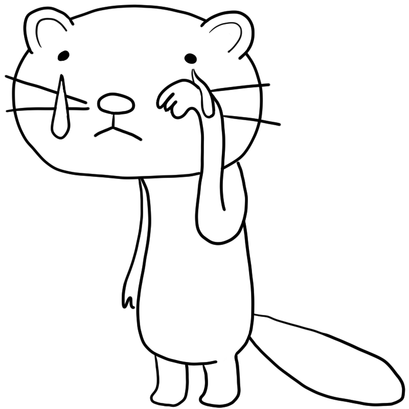 泣くイタチのかわいいぬり絵