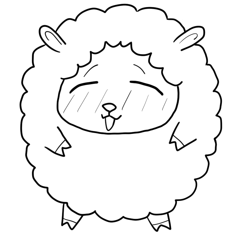 照れる羊のかわいいぬり絵