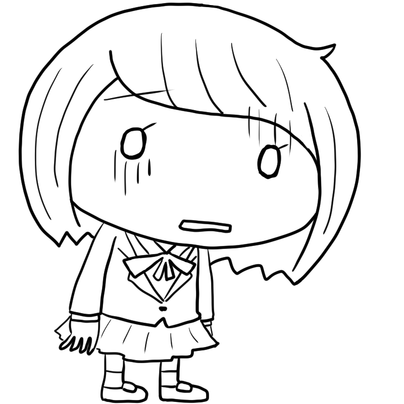 落ち込む女子学生のかわいいぬり絵