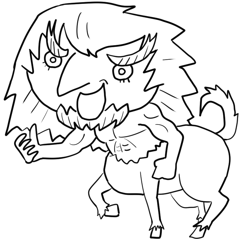 暴れるケンタウロスのかわいいぬり絵