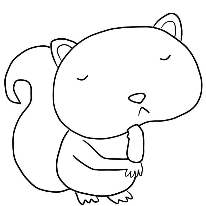 考えるシマリスのかわいいぬり絵