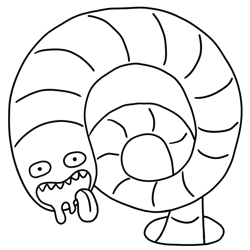 ワーム系のモンスターのかわいいぬり絵