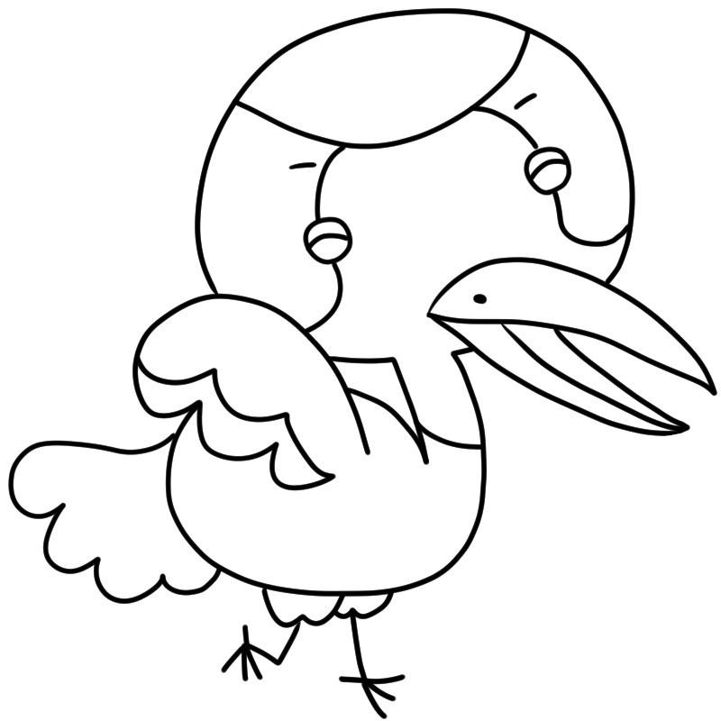 喜ぶ鶴のかわいいぬり絵
