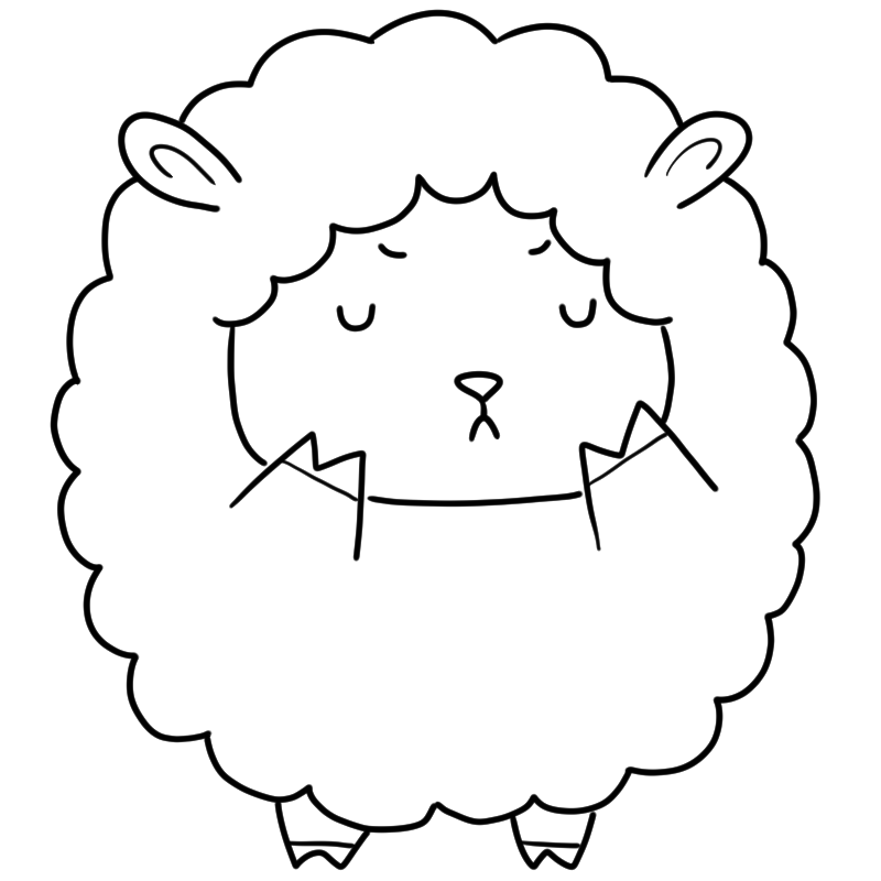 悩む羊のかわいいぬり絵