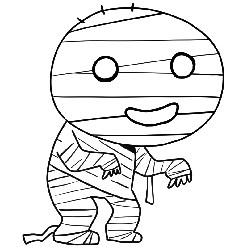 徘徊するミイラ男のかわいいぬり絵