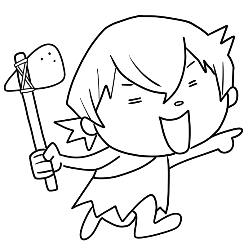 元気な原始人の男の子のかわいいぬり絵
