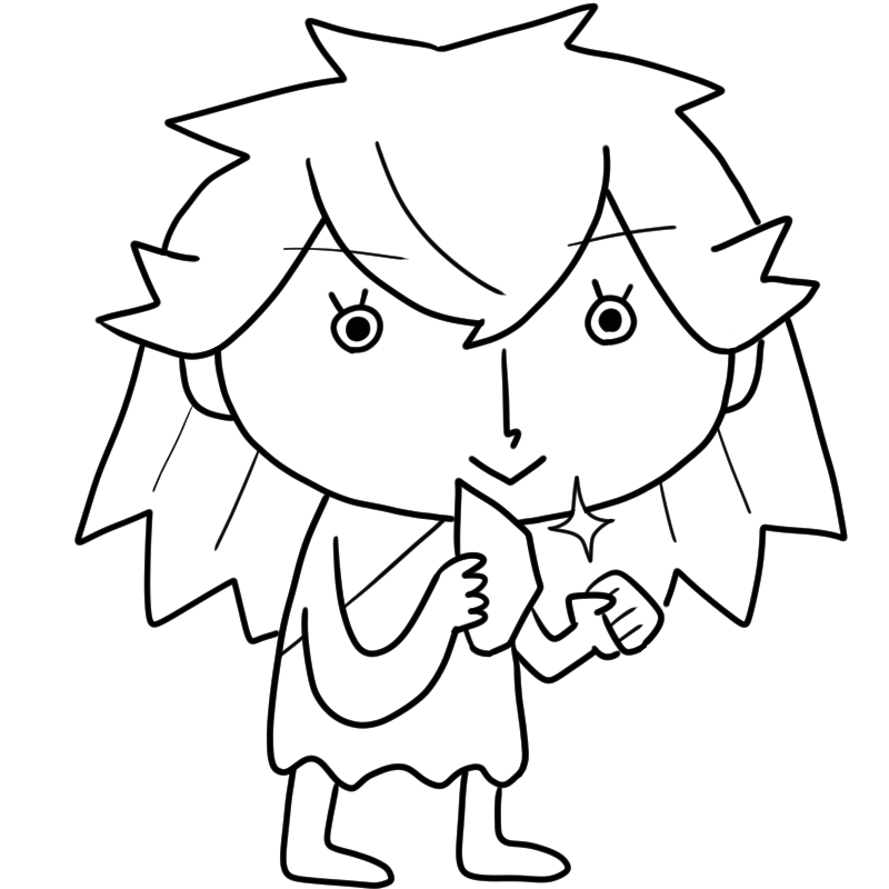 石のナイフを持つ原始人のお母さんのかわいいぬり絵