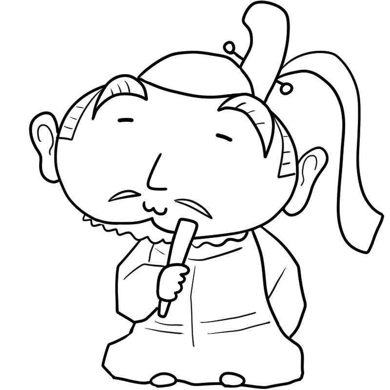 穏やかな笑顔の徳川家康のかわいいぬり絵