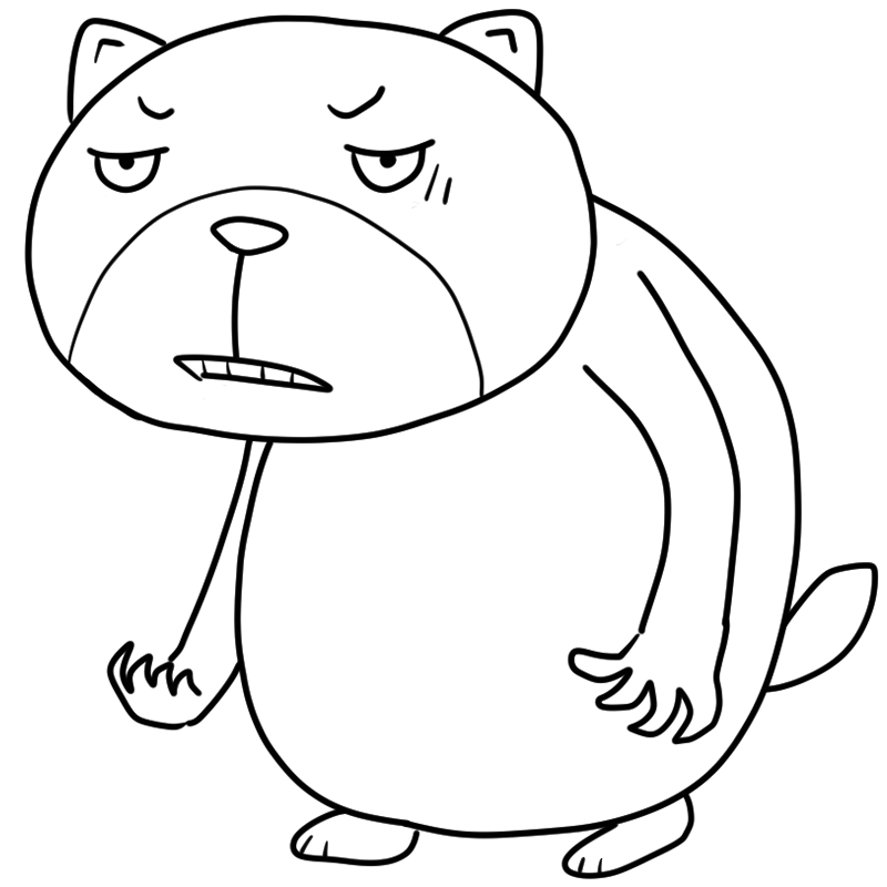 悔しそうな大きな熊のかわいいぬり絵