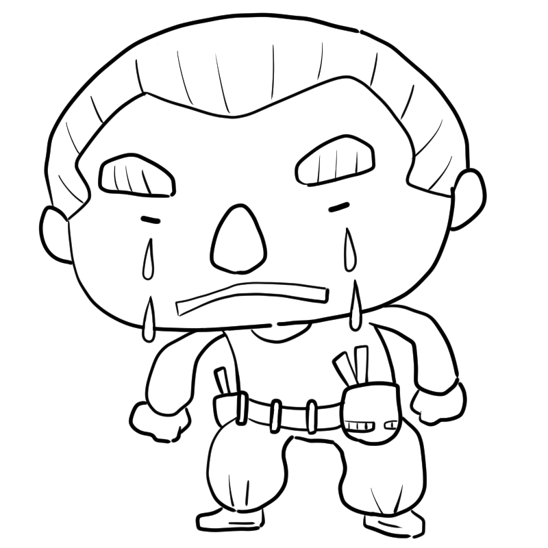 泣く大工さんのかわいいぬり絵