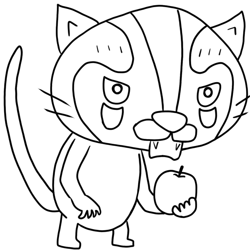 怒るハクビシンのかわいいぬり絵