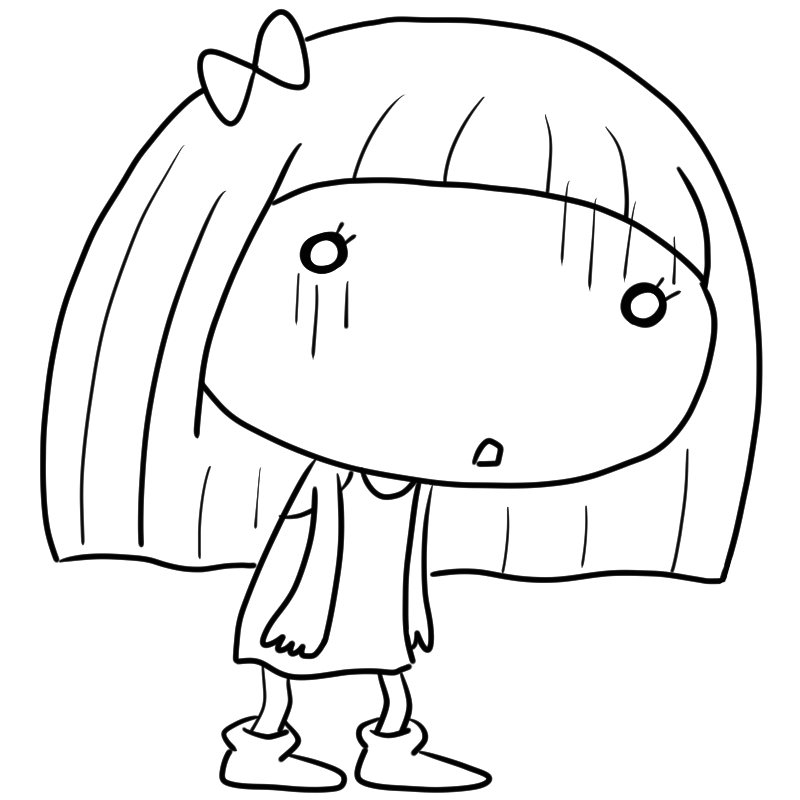 落ち込む女の子のかわいいぬり絵