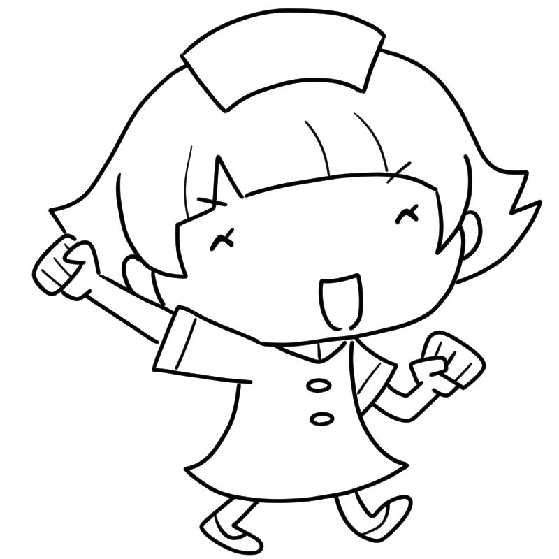 張り切る看護師のかわいいぬり絵