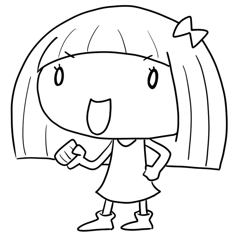 前向きな気持ちになる女の子のかわいいぬり絵