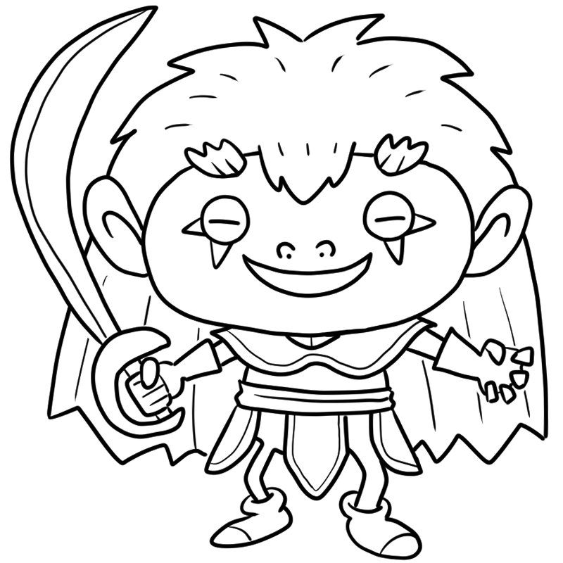 装備を整えたモンスターのかわいいぬり絵