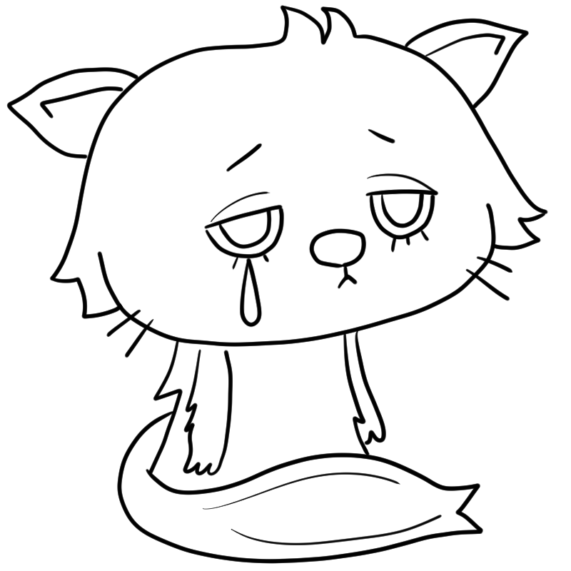 泣くペルシャ猫のかわいいぬり絵