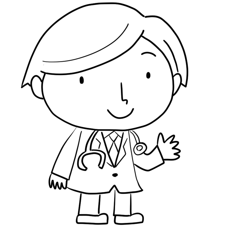 優しそうな研修医のかわいいぬり絵