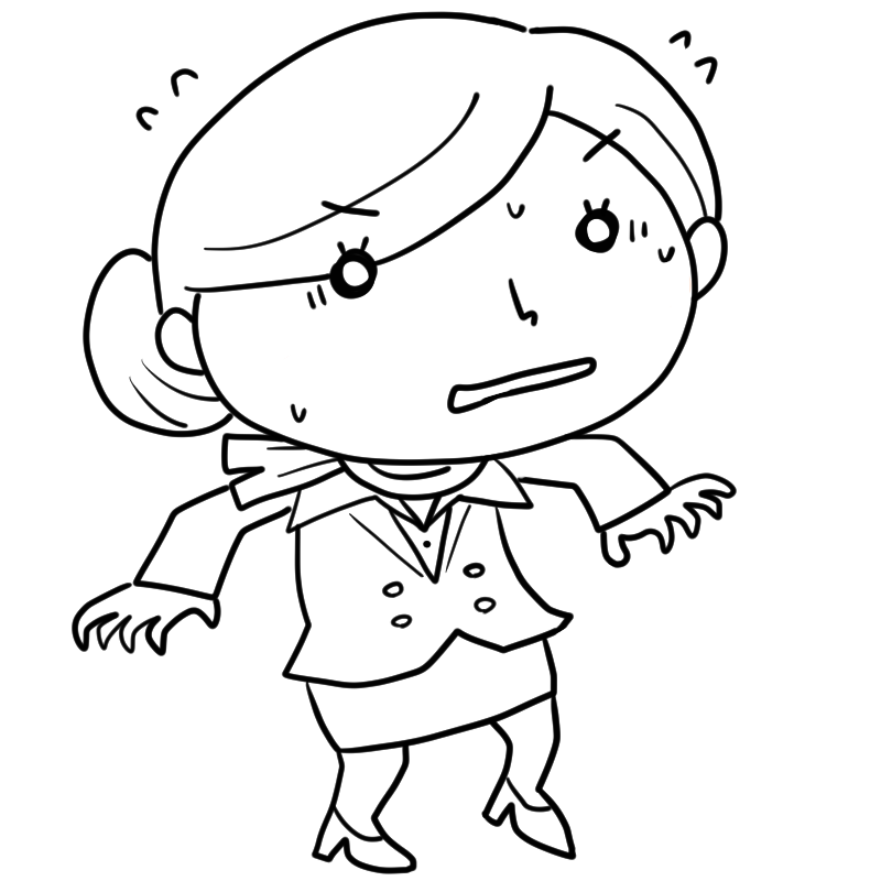 動揺するキャビンアテンダントのかわいいぬり絵
