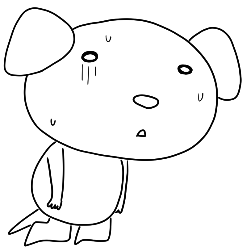 落ち込む犬のかわいいぬり絵