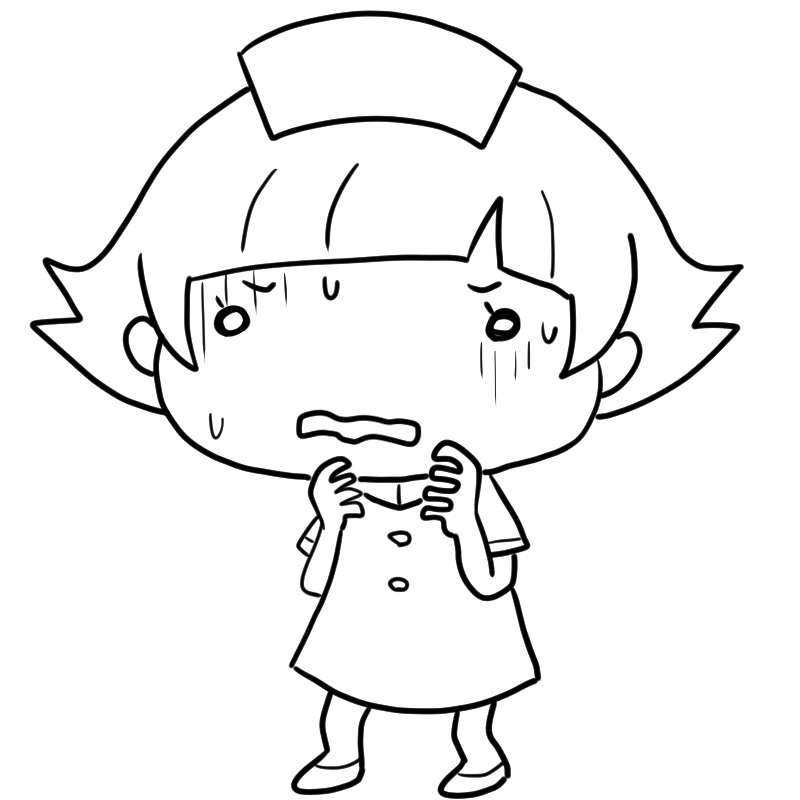 動揺する看護師のかわいいぬり絵