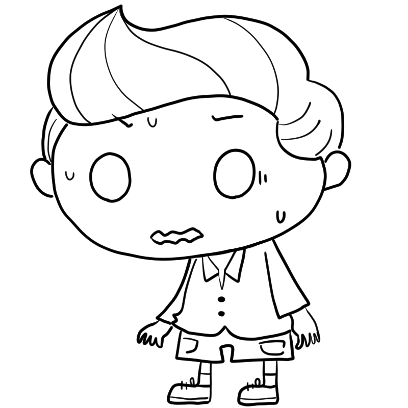 緊張する白人の男の子のかわいいぬり絵