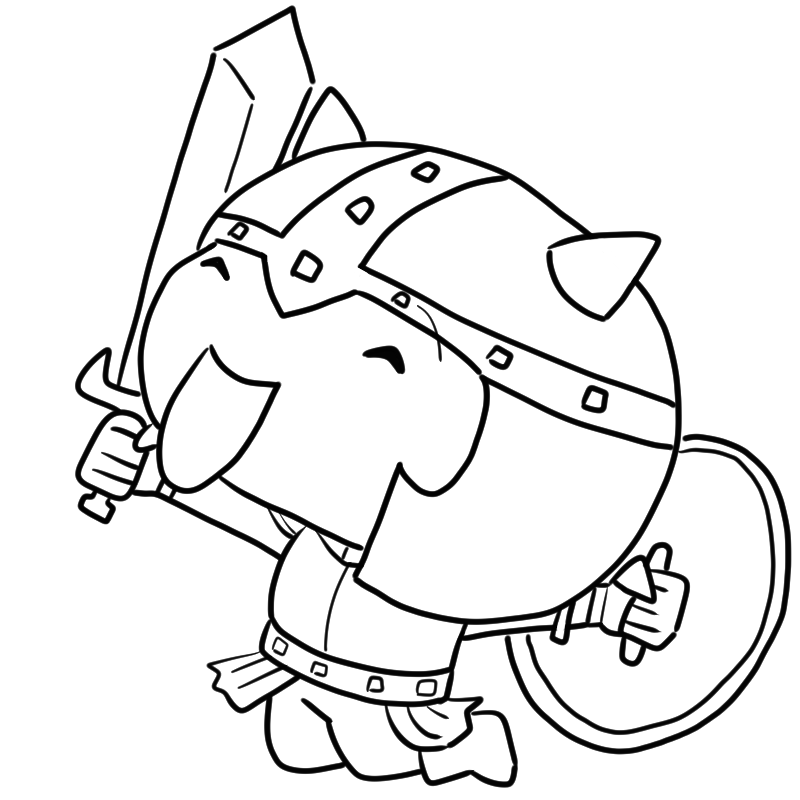 喜ぶ戦士のかわいいぬり絵