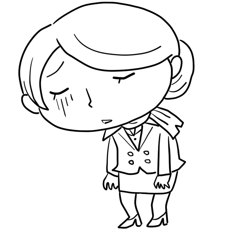 元気がないキャビンアテンダントのかわいいぬり絵